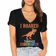 Dinosaur Graduation I Roared Through Kindergarten T-Shirt Women's Jersey Short Sleeve Deep V-Neck Tshirt