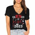Earned It 2023 For Nurse Graduation Or RN LPN Class Of Women's Jersey Short Sleeve Deep V-Neck Tshirt