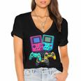 Eighties Console Controller Gaming Player Gadget Nostalgia Women's Jersey Short Sleeve Deep V-Neck Tshirt Eighties Console Controller Gaming Player Gadget Nostalgia Women's Jersey Short Sleeve Deep V-Neck Tshirt