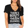 Embracing Awkward Silences Introvert Humor Antisocial Women's Jersey Short Sleeve Deep V-Neck Tshirt