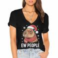 Ew People Capybara Christmas Introvert Holiday Humor Women's Jersey Short Sleeve Deep V-Neck Tshirt Ew People Capybara Christmas Introvert Holiday Humor Women's Jersey Short Sleeve Deep V-Neck Tshirt