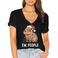 Ew People Capybara Christmas Lights Introvert Humor Women's Jersey Short Sleeve Deep V-Neck Tshirt Ew People Capybara Christmas Lights Introvert Humor Women's Jersey Short Sleeve Deep V-Neck Tshirt