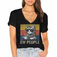 Ew People Introvert Cat Lover Crazy Vintage Cat Lady Women's Jersey Short Sleeve Deep V-Neck Tshirt Ew People Introvert Cat Lover Crazy Vintage Cat Lady Women's Jersey Short Sleeve Deep V-Neck Tshirt