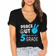 Fifth Grade Graduation Peace Out 5th Grade Boys Women's Jersey Short Sleeve Deep V-Neck Tshirt