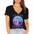 Never Forget Retro 80s 90s Nostalgia Women's Jersey Short Sleeve Deep V-Neck Tshirt