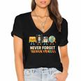 Never Forget Retro Cassette VHS Floppy CD Nostalgia Humor Women's Jersey Short Sleeve Deep V-Neck Tshirt Never Forget Retro Cassette VHS Floppy CD Nostalgia Humor Women's Jersey Short Sleeve Deep V-Neck Tshirt