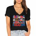 Freadom To Read Book Lover Reading Freedom Women's Jersey Short Sleeve Deep V-Neck Tshirt