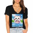 Frutiger Aero Aesthetic Tech Kawaii Ramen Cat Fishes Women's Jersey Short Sleeve Deep V-Neck Tshirt Frutiger Aero Aesthetic Tech Kawaii Ramen Cat Fishes Women's Jersey Short Sleeve Deep V-Neck Tshirt