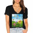 Frutiger Aero Aesthetic Tech Scenery Fishes Sunflower Women's Jersey Short Sleeve Deep V-Neck Tshirt Frutiger Aero Aesthetic Tech Scenery Fishes Sunflower Women's Jersey Short Sleeve Deep V-Neck Tshirt