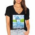 Frutiger Aero Aesthetic Tech Water Fishes Monitor Screen Women's Jersey Short Sleeve Deep V-Neck Tshirt Frutiger Aero Aesthetic Tech Water Fishes Monitor Screen Women's Jersey Short Sleeve Deep V-Neck Tshirt