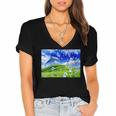 Frutiger Aero Dolphin Meadow Aesthetic Y2k 2000s Ironic Women's Jersey Short Sleeve Deep V-Neck Tshirt Frutiger Aero Dolphin Meadow Aesthetic Y2k 2000s Ironic Women's Jersey Short Sleeve Deep V-Neck Tshirt