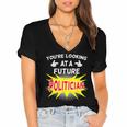 Future Politician Graduation For Kids And Graduates T-Shirt Women's Jersey Short Sleeve Deep V-Neck Tshirt