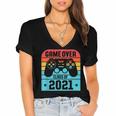 Game Over Class Of 2021 Shirt Students Graduation Women's Jersey Short Sleeve Deep V-Neck Tshirt