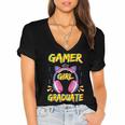 Gamer Girl Graduate Shirt Girls Kids Gamer Graduation Women's Jersey Short Sleeve Deep V-Neck Tshirt