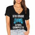Gamer Graduation 5th Grade Level Complete Video Games Boys Women's Jersey Short Sleeve Deep V-Neck Tshirt