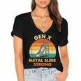 Gen X Slide Strong Generation X Gen Xer Nostalgia Women's Jersey Short Sleeve Deep V-Neck Tshirt