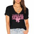 Graduate 2025 Class Of 2025 Senior Coquette Bow Graduation Women's Jersey Short Sleeve Deep V-Neck Tshirt