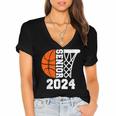 Graduate Senior Class Of 2024 Basketball Player Graduation Women's Jersey Short Sleeve Deep V-Neck Tshirt