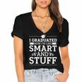 I Graduated College High School Graduation Senior Women's Jersey Short Sleeve Deep V-Neck Tshirt