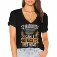 I Graduated Can I Go Back To Bed Now Graduation Grad Student Women's Jersey Short Sleeve Deep V-Neck Tshirt