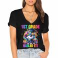 Graduation 1st Grade Unicorn Nailed It Girls Grad Magical Women's Jersey Short Sleeve Deep V-Neck Tshirt
