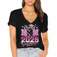 Graduation 2025 Proud Mom Of 2025 Graduate Floral Women Women's Jersey Short Sleeve Deep V-Neck Tshirt