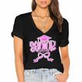 Graduation 2026 Senior 2026 Class Of 2026 Coquette Pink Girl Women's Jersey Short Sleeve Deep V-Neck Tshirt