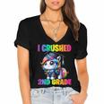 Graduation I Crushed 2nd Grade Unicorn Girls Grad Magical Women's Jersey Short Sleeve Deep V-Neck Tshirt
