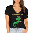 Graduation Dinosaur Smarty Saurus Rex Diploma Dinosaur Women's Jersey Short Sleeve Deep V-Neck Tshirt