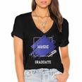 Graduation Graduated Music Degree University College Student Women's Jersey Short Sleeve Deep V-Neck Tshirt