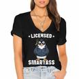 Graduation Penguin Licensed Smartass Graduate Women's Jersey Short Sleeve Deep V-Neck Tshirt