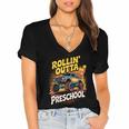 Graduation Rollin' Outta Preschool Monster Truck Boys Pre-K Women's Jersey Short Sleeve Deep V-Neck Tshirt