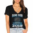 Graduation Shirt Class Of 2019 High School College Women's Jersey Short Sleeve Deep V-Neck Tshirt
