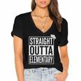 Graduation Shirt Straight Outta Elementary Women's Jersey Short Sleeve Deep V-Neck Tshirt