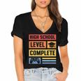 High School Level Complete Class Of 2024 Senior Graduation Women's Jersey Short Sleeve Deep V-Neck Tshirt