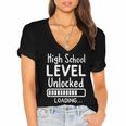 High School Level Unlocked Gamer Graduation Apparel Women's Jersey Short Sleeve Deep V-Neck Tshirt