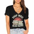 Independent Bookstore Fans Shop Local Literary Community Women's Jersey Short Sleeve Deep V-Neck Tshirt