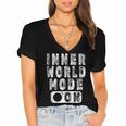 Inner World Mode On Introvert Saying Women's Jersey Short Sleeve Deep V-Neck Tshirt Inner World Mode On Introvert Saying Women's Jersey Short Sleeve Deep V-Neck Tshirt