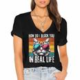 Introvert Cat How Do I Block You Retro Cat Sarcastic Men Women Girls Women's Jersey Short Sleeve Deep V-Neck Tshirt
