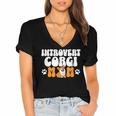 Introvert Corgi Mom Dog Pet Morca Works Dog For Men Women Women's Jersey Short Sleeve Deep V-Neck Tshirt