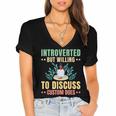 Introvert Saying Antisocial Sarcasm Introverts Women's Jersey Short Sleeve Deep V-Neck Tshirt