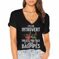 Im An Introvert Unless You Talk About Bagpipes Bagpiper Women's Jersey Short Sleeve Deep V-Neck Tshirt