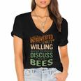 Introverted But Willing To Discuss Bees Animal Meme Women's Jersey Short Sleeve Deep V-Neck Tshirt
