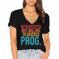 Introverted But Willing To Discuss Prog Rock Music Lover Women's Jersey Short Sleeve Deep V-Neck Tshirt