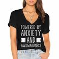Introverts Social Anxiety Powered By Anxiety And Awkwardness Women's Jersey Short Sleeve Deep V-Neck Tshirt Introverts Social Anxiety Powered By Anxiety And Awkwardness Women's Jersey Short Sleeve Deep V-Neck Tshirt