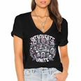 Introverts Unite Quirky Solitude Women's Jersey Short Sleeve Deep V-Neck Tshirt Introverts Unite Quirky Solitude Women's Jersey Short Sleeve Deep V-Neck Tshirt