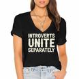 Introverts Unite Separately I Introvert Women's Jersey Short Sleeve Deep V-Neck Tshirt Introverts Unite Separately I Introvert Women's Jersey Short Sleeve Deep V-Neck Tshirt