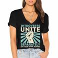 Introverts Unite Separately Introverted Antisocial Women's Jersey Short Sleeve Deep V-Neck Tshirt