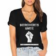 Introverts Unite Separately In Your Own Homes Sarcasm Women's Jersey Short Sleeve Deep V-Neck Tshirt