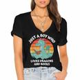 Just A Boy Who Loves Dragons And Books Kids Toddler Baby 5T Women's Jersey Short Sleeve Deep V-Neck Tshirt